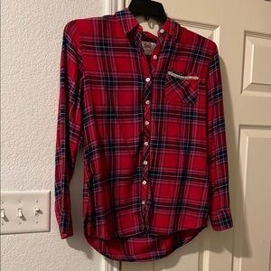 Justice Red and Blue Plaid Button Down Shirt